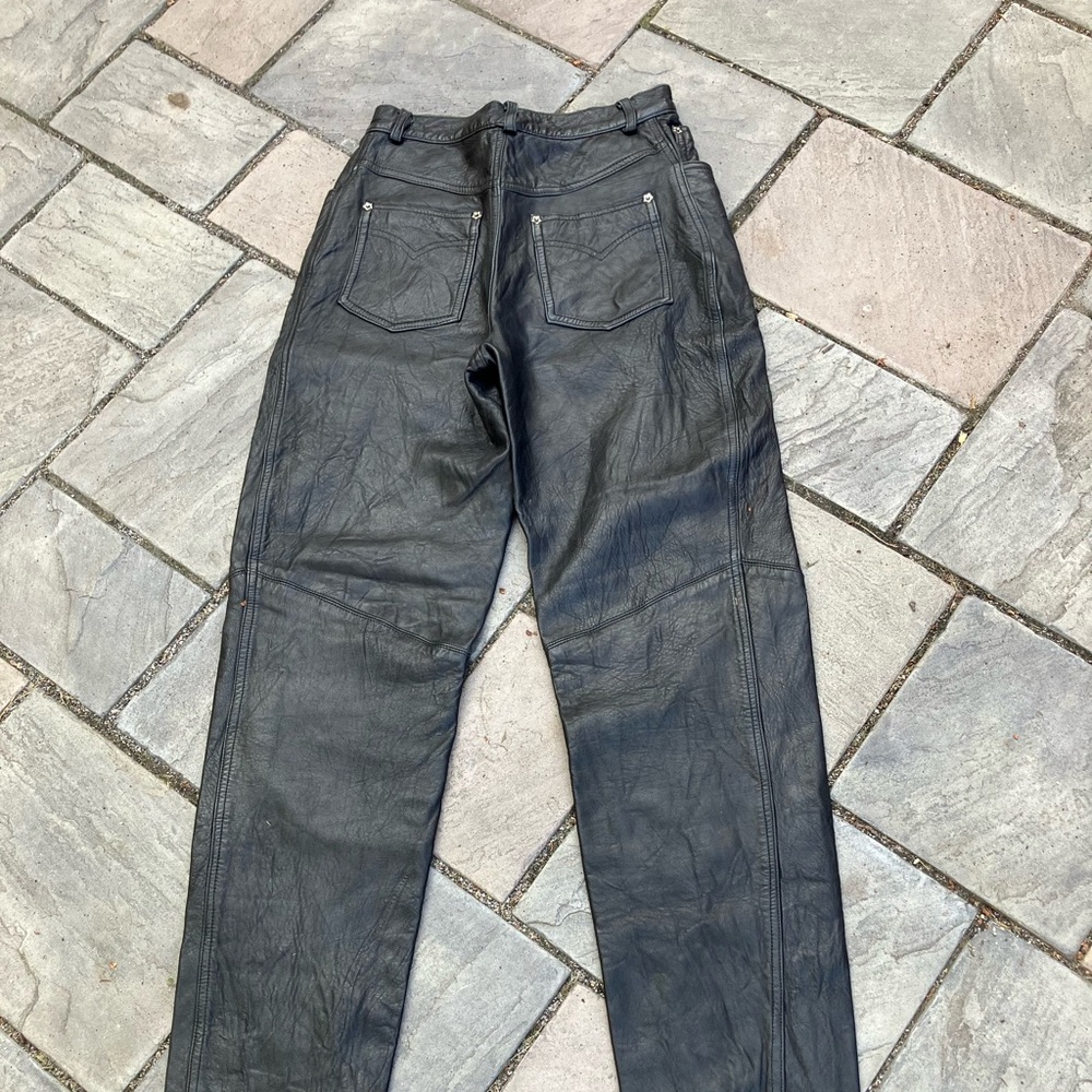 Vintage genuine black leather pants